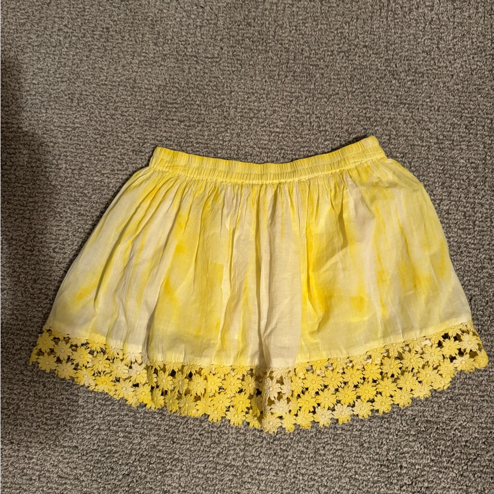 RAGA Sunny Yellow Mini Skirt with daisy Lace